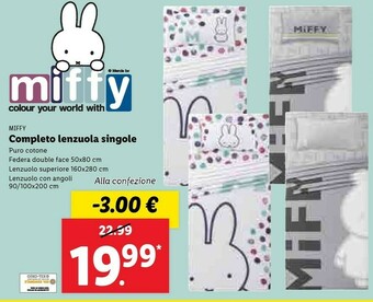 Lidl Miffy Completo Lenzuola Singole offerta