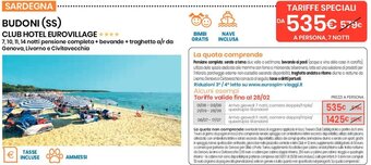 Eurospin Budoni (SS) Club Hotel Eurovillage offerta
