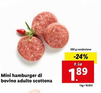 Lidl Mini hamburger di bovino adulto scottona offerta