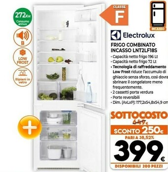 Expert Electrolux Frigo Combinato Incasso LNT2LF18S offerta