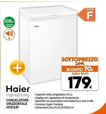 Expert Haier HCE143F Congelatore A Pozzo 142 L Libera Installazione F offerta
