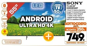 Expert Sony TV LED 55 KD55X81JAEP offerta