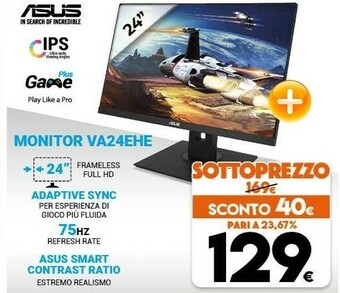 Expert Asus VA24EHE 60,5 Cm (23.8") 1920 X 1080 Pixel Full HD IPS Nero offerta