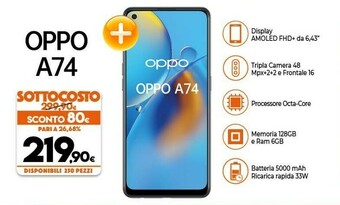 Expert Oppo A74 16,3 Cm (6.43") Doppia SIM ColorOS 11.1 4G USB Tipo-C 6 GB 128 GB 5000 MAh Nero offerta