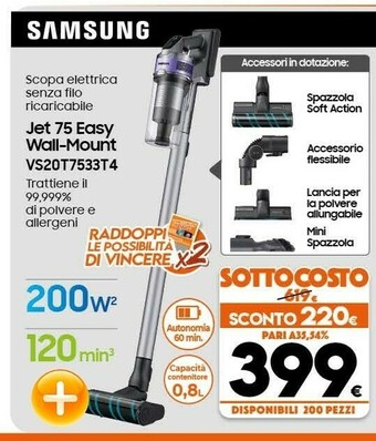 Expert Samsung VS20T7533T4 Jet 75 Easy Wall-Mount offerta