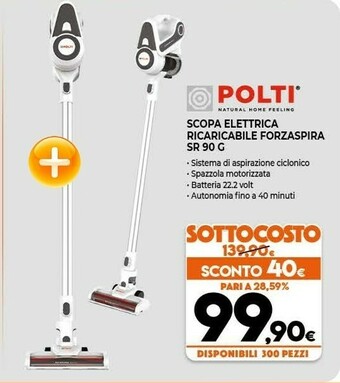 Expert Polti Scopa Elettrica Ricaricabile Forzaspira SR 90 G offerta