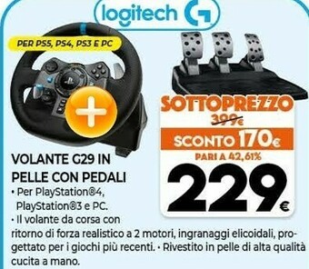 Expert Logitech G29 Sterzo + Pedali PC,PlayStation 4,Playstation 3 Analogico USB 2.0 Nero offerta