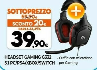 Logitech G G332 Cuffia Padiglione Auricolare Nero, Rosso
