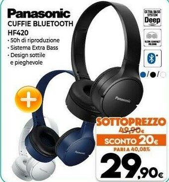 Expert Panasonic RB-HF420BE-A Cuffia E Auricolare Cuffie Portatile Blu, Nero Bluetooth offerta