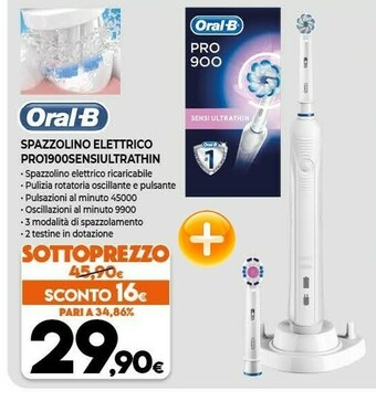 Expert Oral b Spazzolino Elettrico PRO1900SENSIULTRATHIN offerta