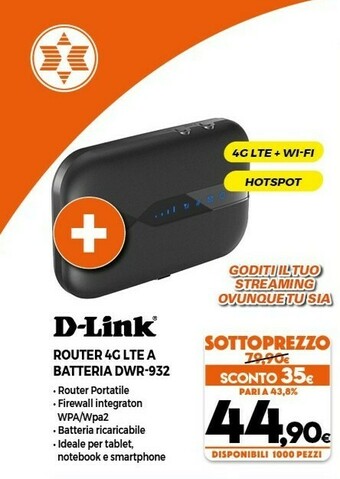 Expert D Link Router 4 G LTE A Batteria DWR-932 offerta