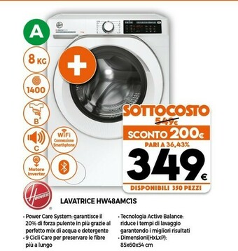 Expert Hoover H-WASH 500 HW 48AMC/1-S Lavatrice Libera Installazione Caricamento Frontale 8 Kg 1400 Giri/min A Bianco offerta