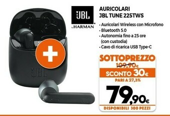 Expert Jbl TUNE 225TWS Cuffia Auricolare Nero Bluetooth offerta