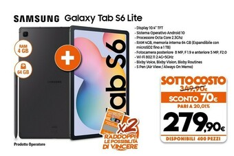 Expert Samsung Galaxy Tab S6 Lite Tab S6 Lite LTE 64 GB 26,4 Cm (10.4") 4 GB Wi-Fi 5 (802.11ac) Grigio offerta