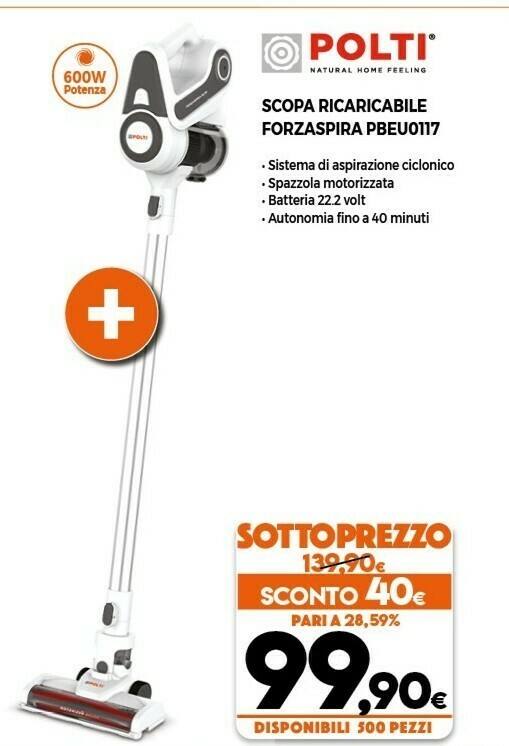 Polti Scopa Ricaricabile Forzaspira PBEU0117 offerta di Expert
