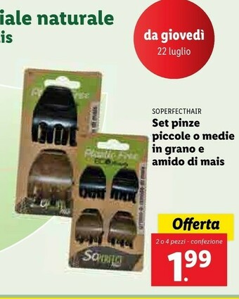 Lidl Soperfecthair Set Pinze Piccole O Medie In Grano E Amido Di Mais offerta