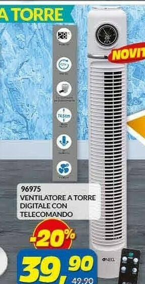 Risparmio Casa Neo 96975 Ventilatore A Torre Diggitale Con Telecomando offerta
