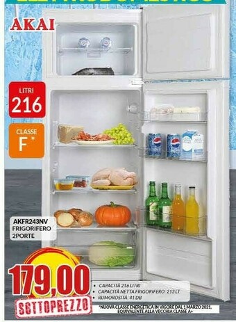 Risparmio Casa Akai AKFR243NV Frigorifero 2 Porte 216 L Classe F offerta
