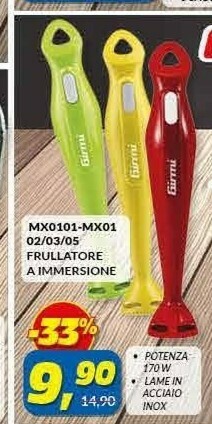 Risparmio Casa Girmi MX01 Frullatore Ad Immersione Rosso 170 W offerta