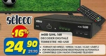 Risparmio Casa Seleco MOD SJHL-168 Decoder Digitale Terrestere HD-USB offerta