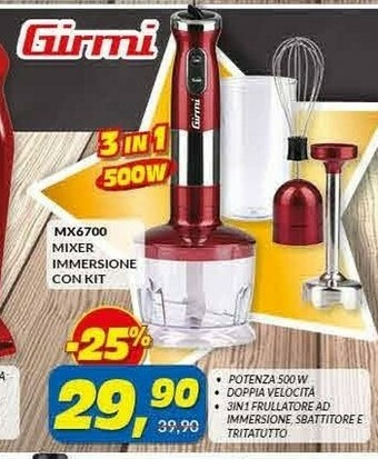 Risparmio Casa Girmi Mixer Immersione Con Kit MX6700 offerta