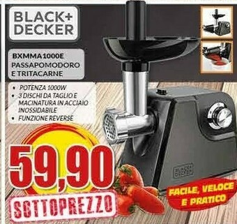 Risparmio Casa Black & Decker BXMMA1000E Tritacarne 1000 W Nero offerta