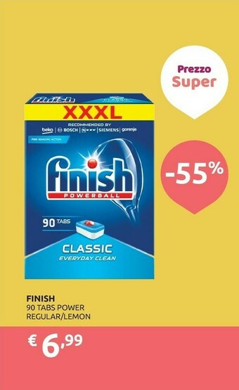 PiùMe Finish Tabs Power Regular/lemon offerta