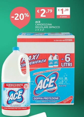 PiùMe Ace Candeggina Regolare Bipacco 3000 Lt offerta