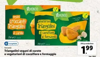 Lidl Triangolini vegani di carote o vegetariani di cavolfiore e formaggio offerta