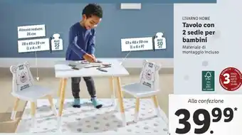 Tavolo con 2 sedie per bambini