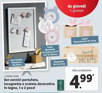 Set cornici portafoto lavagnetta o scatola decoratica in legno 1 o 2 pezzi
