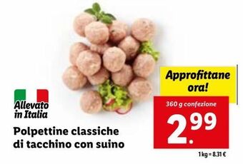 Lidl Polpettine classiche di tacchino con suino offerta