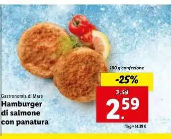 Lidl Hamburger di salmone con panatura offerta