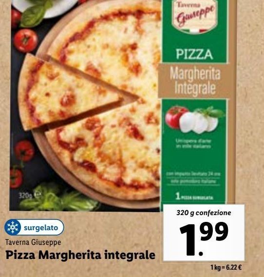 Pizza margherita integrale offerta di Lidl