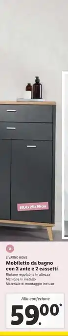Mobiletto da bagno con 2 ante e 2 cassetti