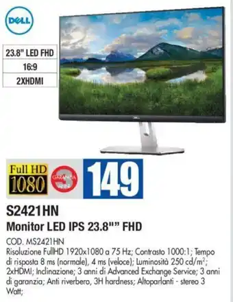 Dell S2421HN Monitor LED IPS 23.8"" FHD