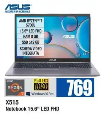 Wellcome Asus Notebook 15.6" LED FHD X515 offerta