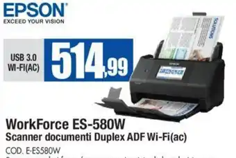 Wellcome Epson Workforce ES-580W Scanner documenti Duplex ADF Wi-F(ac) offerta