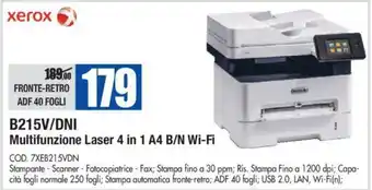 Xerox B215V/DNI Multifunzione Laser 4 in 1 A4 B/N Wi-Fi