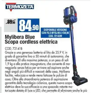 Termozeta Mylibera Blue Scopa cordless elettrica