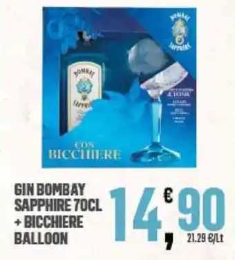Interspar Gin Bombay Sapphire 70cl + Bicchiere Balloon offerta