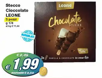 Prix Quality Leone Stecco Cioccolato 3 pezzi 174 g offerta