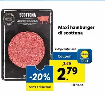 Lidl Maxi hamburger di scottona offerta