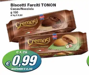 Prix Quality Tonon Cremosi Biscotti Farciti 150 g offerta