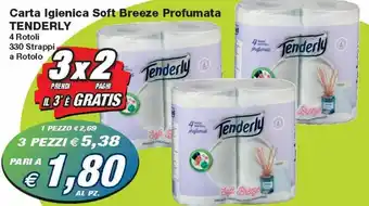 Prix Quality Tenderly Carta Igienica Soft Breeze Profumata 4 Rotoli offerta