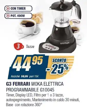 Sinergy G3 Ferrari Moka Elettrica Programmabile G10045 offerta
