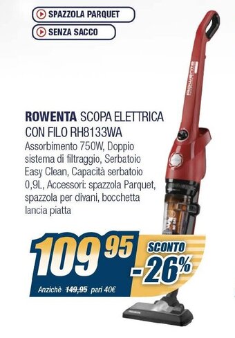 Sinergy Rowenta Scopa Elettrica con Filo RH8133WA offerta