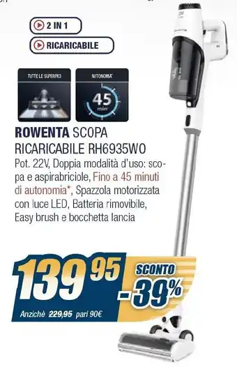 Sinergy Rowenta Scopa Ricaricabile RH6935W0 offerta