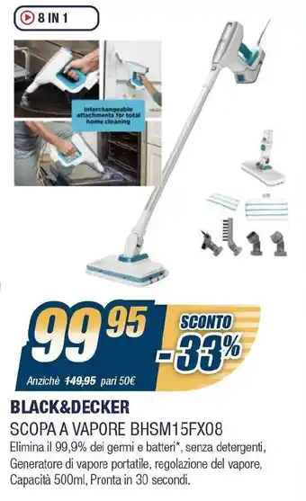 Black&Decker Scopa a Vapore BHSM15FX08