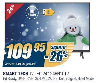Sinergy Smart Tech TV LED 24" 24HN10T2 offerta